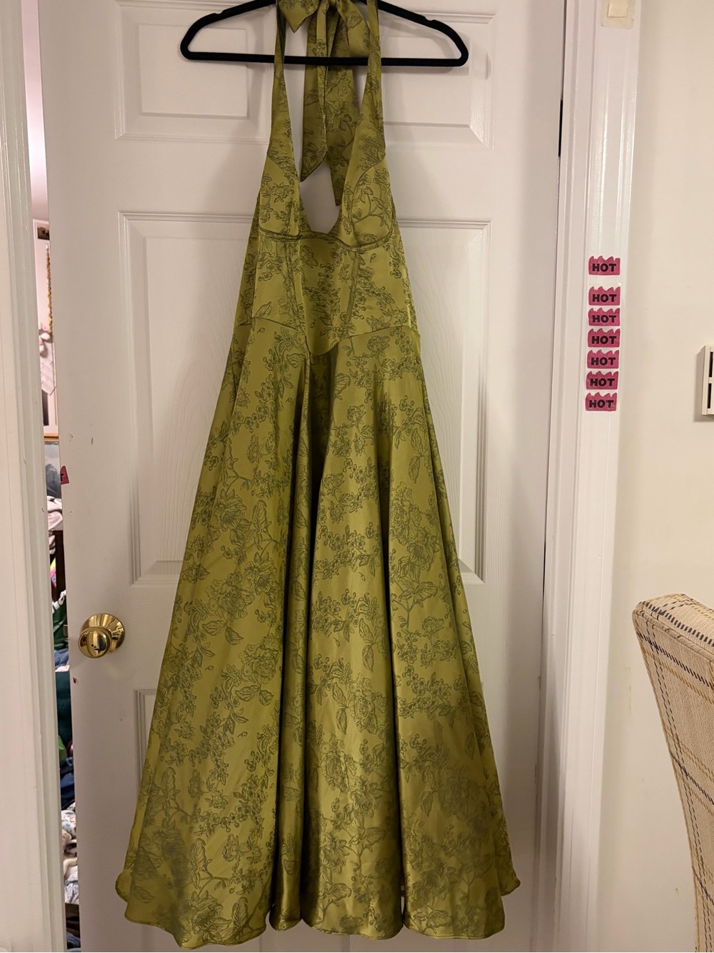 Womans' Olive Green Halter A-Line Dress